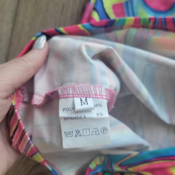 Tie Dye Swirl Psychedelic Long Sleeve Mock Neck Dress - Picture 2 of 2